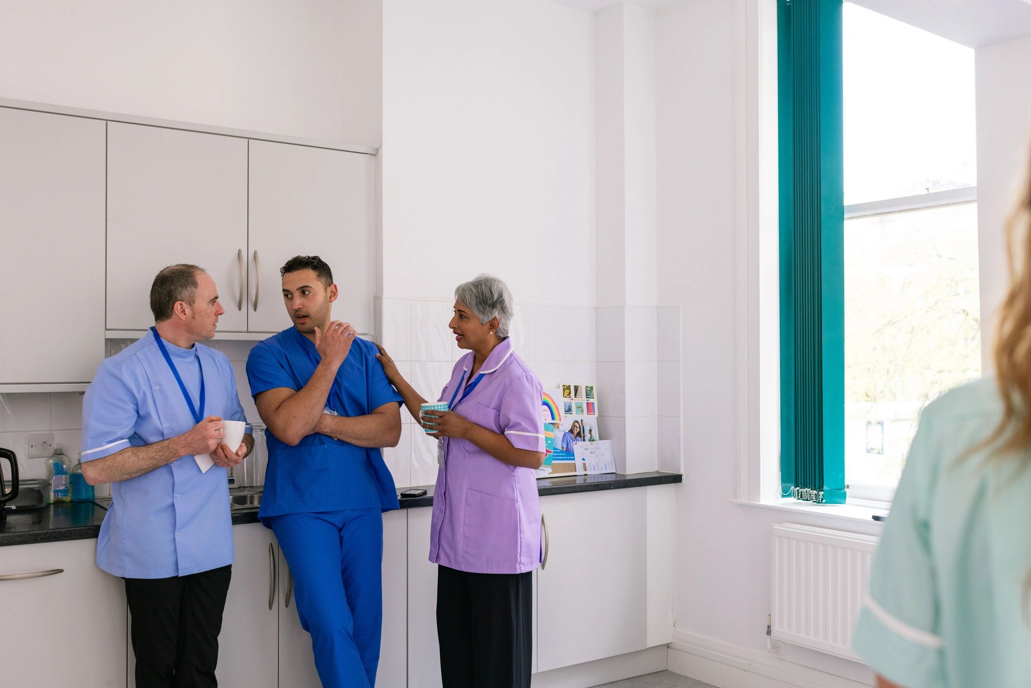 Healthcare professionals at a pharmaceutical workplace